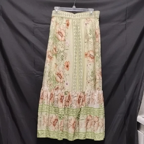 Rachel Zoe Floral Maxi Skirt in Cream and Green - Picture 3 of 15